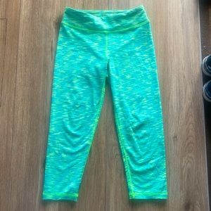 I’m selling my daughters dri fit leggings lime green, blue and tie die